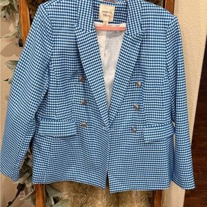 Autres Filles Blue Gingham Double-Breasted Blazer